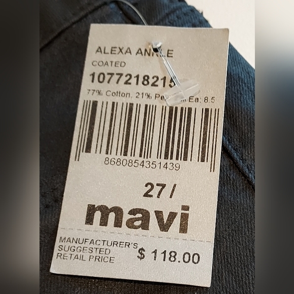 Mavi Jeans Black Coated Alexa Ankle Mid Rise Skinny Pants NWT - Picture 8 of 10